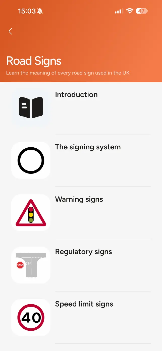 Lerny — driving theory test app screen 6